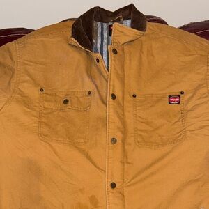 Wrangler Tan Shirt Jacket with Brown Collar